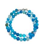 Halsketting Agaat blauw  Kralen 8 mm  925 sterling zilver, Ophalen of Verzenden, Mineraal