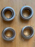 4 kantelbare inbouwspotsarmaturen geborsteld chroom, Ophalen, Gebruikt, Metaal of Aluminium, Inbouw