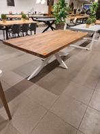 Nieuwe eettafel mangohout 220x100cm wit metalen spinpoot, Ophalen, ., Nieuw, .