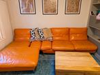Orange leather couch, Huis en Inrichting, Ophalen, 250 tot 300 cm, Gebruikt, Hoekbank