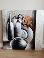 Origineel schilderij stilleven, olieverf op canvas, Ophalen, Zo goed als nieuw, Schilderij, 75 tot 100 cm