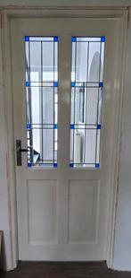 2x Binnendeur stomp glas met glas in lood., Doe-het-zelf en Verbouw, Deuren en Horren, Ophalen, Gebruikt, 80 tot 100 cm, Binnendeur