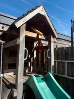 Tuinhuisje met glijbaan en klimtouw, Kinderen en Baby's, Speelgoed | Buiten | Speeltoestellen, Ophalen, Gebruikt, Glijbaan, Aanbouwonderdeel