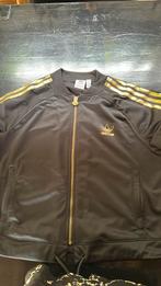 Adidas trainings jasje vest zwart met goud, Ophalen of Verzenden, Zo goed als nieuw, Maat 38/40 (M), Zwart
