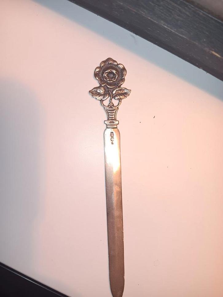 Zilveren Briefopener met Roos, Antiek en Kunst, Antiek | Bestek, Ophalen of Verzenden