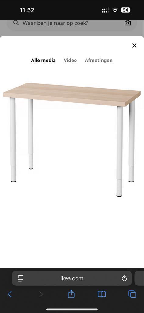 IKEA Tafel met Verstelbare Poten - Zo Goed Als Nieuw!, Huis en Inrichting, Tafelonderdelen, Zo goed als nieuw, 100 tot 150 cm