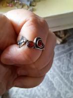 Ring granaat verstelbaar echt zillver, Sieraden, Tassen en Uiterlijk, Ringen, Ophalen of Verzenden, Zo goed als nieuw, Zilver