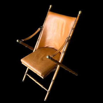 Vintage   Leren klapstoel Maison Jansen Stijl 1960s beschikbaar voor biedingen