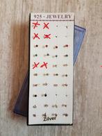 Zilveren oorstekers 2mm 14 paar verschillende kleuren, Sieraden, Tassen en Uiterlijk, Oorbellen, Nieuw, Ophalen of Verzenden, Met edelsteen