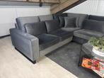 GRATIS LEVERING Velvet Hoekbank Grijs 285x270 GEREINIGD, 250 tot 300 cm, Nieuw, Ophalen of Verzenden, 150 cm of meer