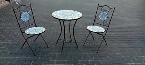 Amélie Mozaïek Bistroset Multikleur, Huis en Inrichting, Stoelen, Zo goed als nieuw, Twee, Overige materialen, Wit, Ophalen