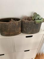 Stoere Bloempotten - Set van 2, Tuin en Terras, Bloempotten, Overige materialen, Gebruikt, Rond, Binnen
