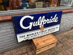 Vintage Gulfpride Emaille Reclamebord XL, Ophalen, Reclamebord, Gebruikt, .