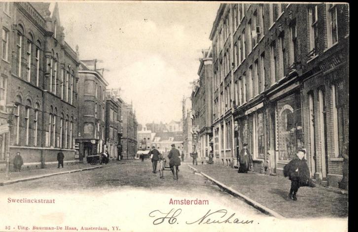 Amsterdam (N.H.), Sweelinckstraat, Uitg. Buurman - De Haas, Verzamelen, Ansichtkaarten | Nederland, Gelopen, Noord-Holland, Voor 1920