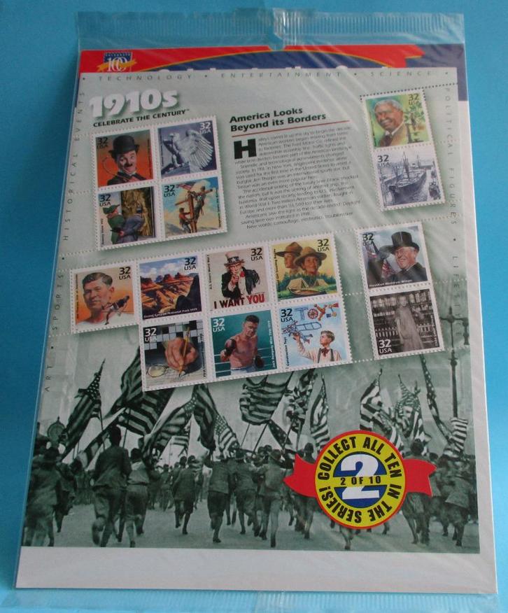 5- U.S.A.-1910-Ameika Looks Beyond its Borders -1998, Postzegels en Munten, Postzegels | Volle albums en Verzamelingen, Buitenland