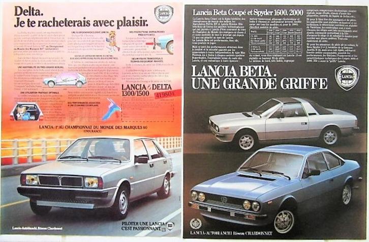 12 vintage advertenties reclames Lancia autos 70-87 auto, Verzamelen, Automerken, Motoren en Formule 1, Gebruikt, Auto's, Verzenden