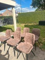 Set van 6 industriële eetkamerstoelen, Huis en Inrichting, Stoelen, Ophalen, Bruin, Leer, Zo goed als nieuw