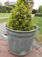 zink teil 34 cm H en 40 cm doorsnede  met handvatten, Tuin en Terras, Bloembakken en Plantenbakken, Minder dan 30 cm, Minder dan 60 cm