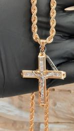 gouden rope ketting met kruis 18kt, Www.bredajuwelier.nl, Nieuw, Ophalen of Verzenden, Www.bredajuwelier.nl