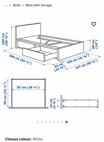 Malm Ikea Bedframe + Matras - afbeelding 7
