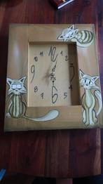 katten klok hout nieuw, Ophalen of Verzenden, Nieuw, Analoog, Wandklok