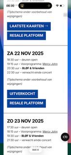 Bløf en vrienden, Tickets en Kaartjes, Eén persoon, November