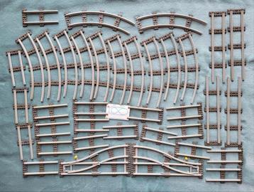 Lego trein 4,5 Volt grijze recht / bocht rails, wissels. beschikbaar voor biedingen