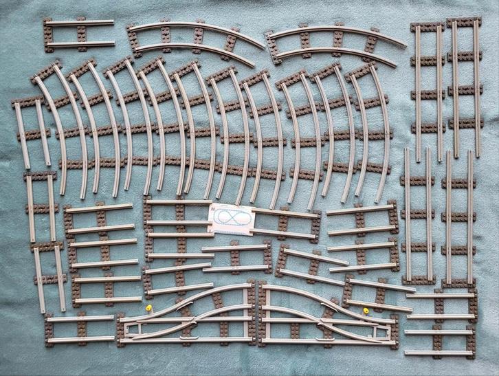 Lego trein 4,5 Volt grijze recht / bocht rails, wissels., Kinderen en Baby's, Speelgoed | Duplo en Lego, Gebruikt, Lego, Complete set
