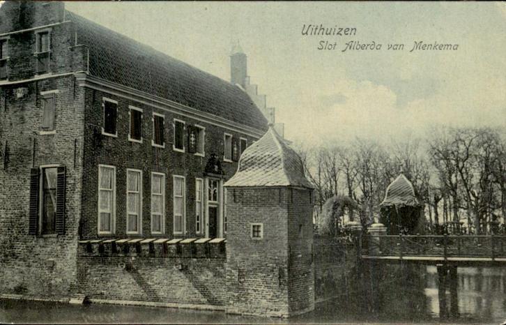 Uithuizen - Slot Alberda van Menkema, Verzamelen, Ansichtkaarten | Nederland, Gelopen, Groningen, Voor 1920, Ophalen of Verzenden