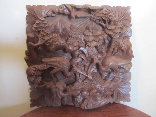 Houtsnijwerk Bali Indonesie wand paneel decoratie, Antiek en Kunst, Kunst | Beelden en Houtsnijwerken, Ophalen of Verzenden