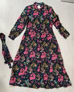 donkerblauwe CATH KIDSTON midi jurk met roze bloemen mt 14, Maat 42/44 (L), Zo goed als nieuw, Onder de knie, Verzenden