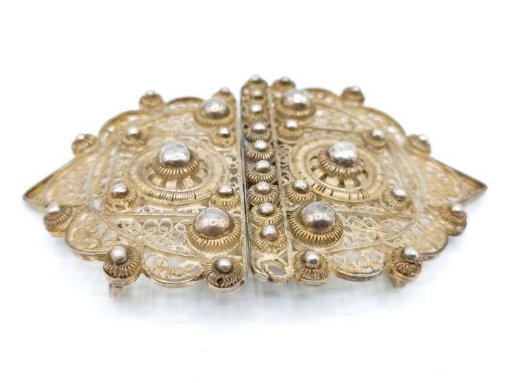 Zeeuws zilveren schortenslot, 19e eeuws, Sieraden, Tassen en Uiterlijk, Antieke sieraden, Overige typen, Zilver, Verzenden