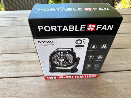Camping Ventilator met LED Licht, 4 Snelheden, Oplaadbare, Witgoed en Apparatuur, Ventilatoren, Nieuw, Ophalen of Verzenden