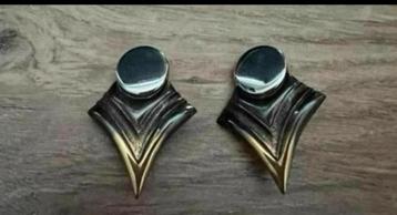 Unieke vintage artdeco clips oorbellen ( metaal?) 4 cm beschikbaar voor biedingen