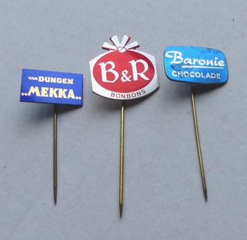 Chocolade speldjes oud speldje 3x Van Dungen B&R Baronie beschikbaar voor biedingen