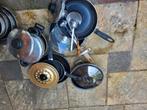 Diverse kookpotten en braad/bakpannen, Ophalen, Gebruikt, Rvs, Pannenset