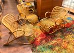 3 st Rohé rotan stoelen fauteuils jaren 50 design vintage, Twee, Gebruikt, Bruin, Ophalen
