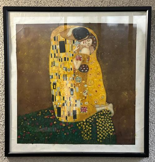 Schitterend schilderij van Klimt "De kus", handgeschilderd, Antiek en Kunst, Kunst | Schilderijen | Modern, Ophalen of Verzenden