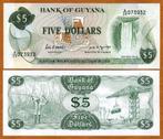 guyana 5 dollar 1989 unc, Postzegels en Munten, Bankbiljetten | Amerika, Zuid-Amerika, Verzenden