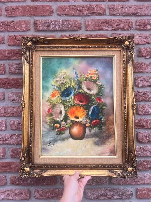 klassieke bloemstilleven met luxe lijst, Antiek en Kunst, Kunst | Schilderijen | Klassiek, Ophalen of Verzenden