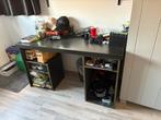 Zwart stevig bureau 140 breed, Ophalen, Gebruikt, Bureau