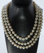 Fraaie 3-strengs parel ketting exclusief diamant slot goud, Sieraden, Tassen en Uiterlijk, Antieke sieraden, Ophalen of Verzenden