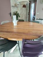 Ronde eettafel mangohout Giga Meubel, Huis en Inrichting, Tafels | Eettafels, Ophalen, Rond, Zo goed als nieuw, Vijf personen of meer