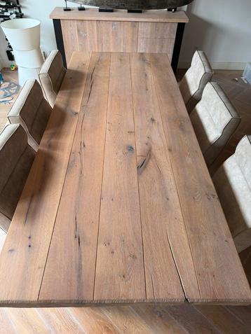 Eetkamertafel wit eiken + 6 velours stoelen beschikbaar voor biedingen