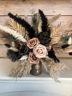 Bloemstuk in bewerkte glazen pot, Ophalen of Verzenden, Nieuw, Binnen