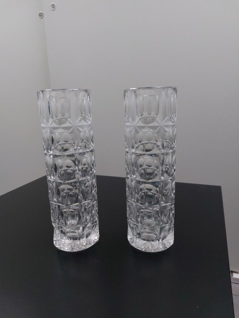 2x Kristallen vazen, Huis en Inrichting, Woonaccessoires | Vazen, Ophalen, Overige materialen, Overige kleuren, Nieuw