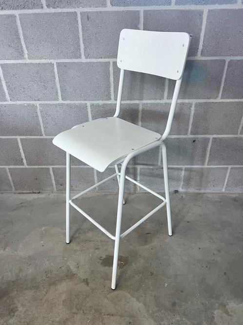 Barkruk - Hoge schoolstoel Back to School Wit by EMZ, Outlet, Huis en Inrichting, Barkrukken, Zo goed als nieuw, 60 tot 90 cm