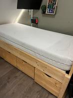 Eenpersoonsbed met matras (90x210), Ophalen, 90 cm, Eenpersoons, Bruin