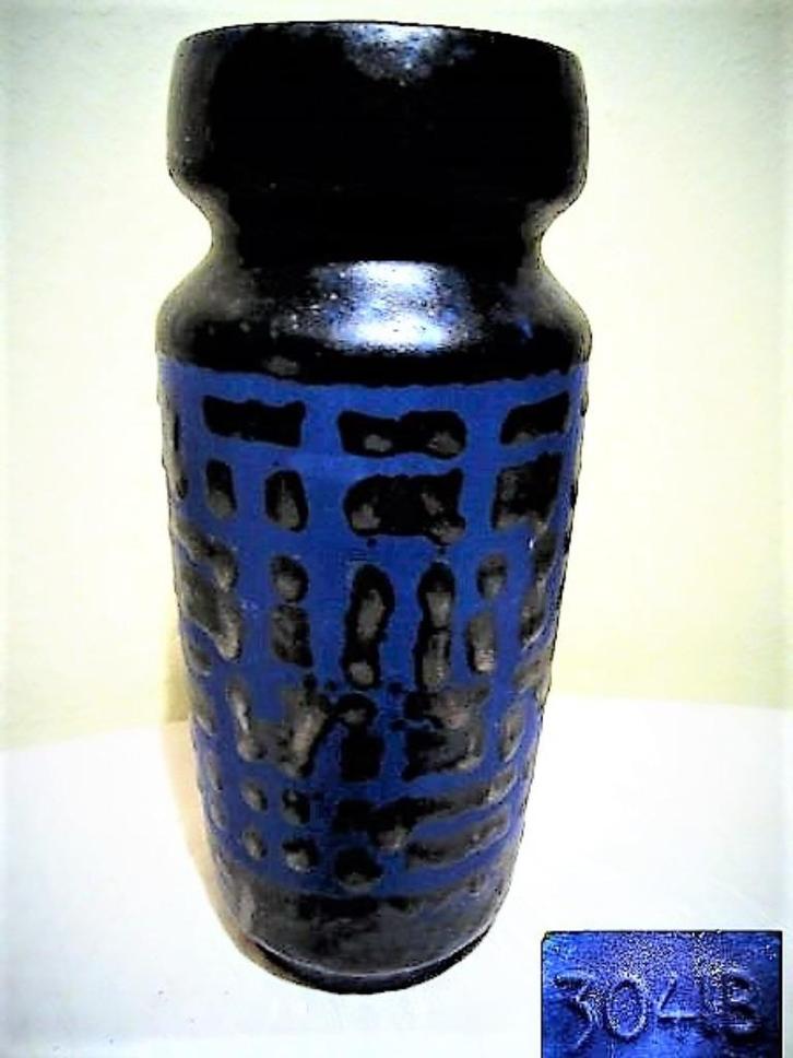 VEB Haldensleben Fat Lava Vaas 3041 B, Huis en Inrichting, Woonaccessoires | Vazen, Zo goed als nieuw, Blauw, Minder dan 50 cm