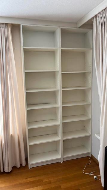 2x Billy boekenkast met opzetstuk Ikea, wit